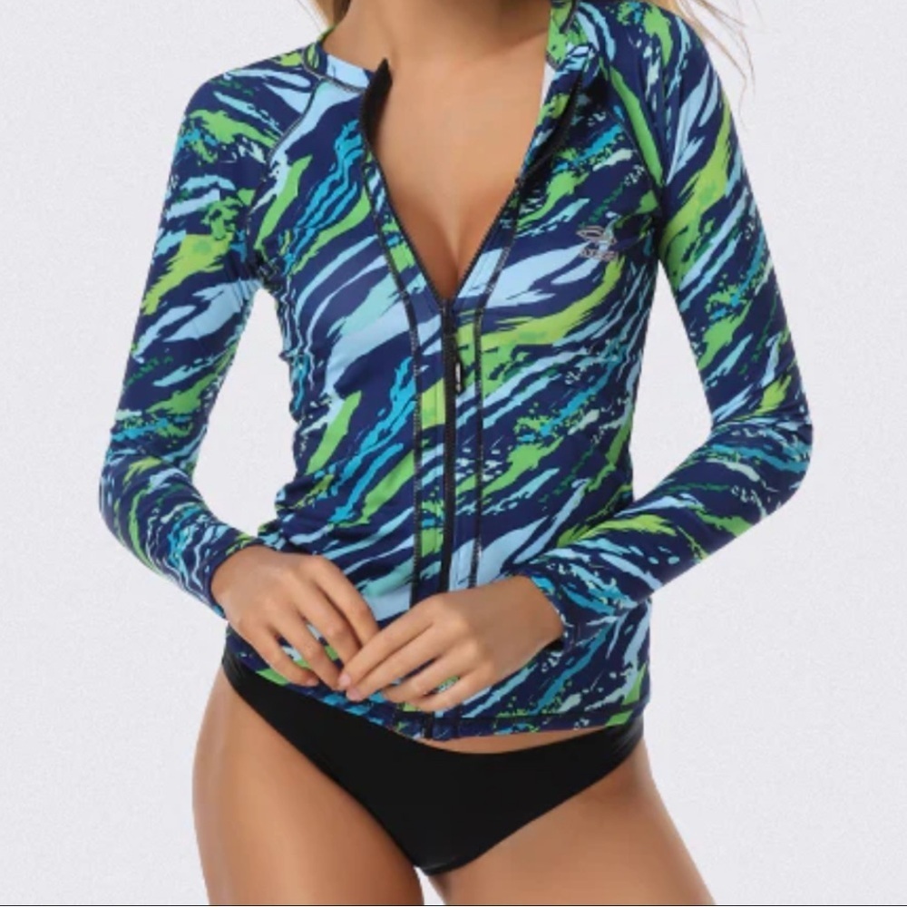 Stylish Blue and Green Swim Coverup
